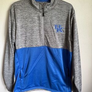 Men’s NWT Colosseum Blue and Gray Kentucky Quarter Zip Long Sleeve Pullover